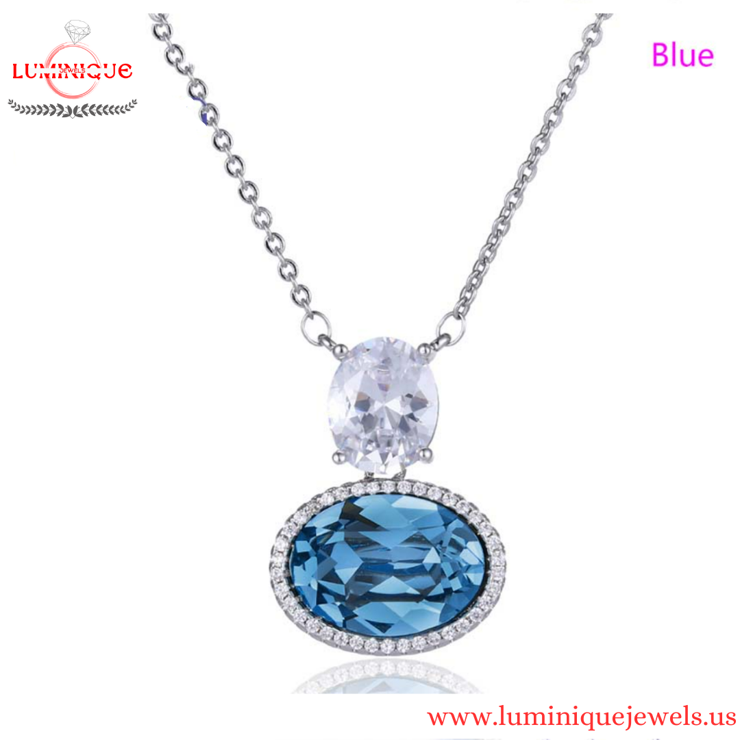 Blue Stone Necklace (Platinum Plated)