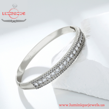 Stones Bangle (Platinum Plated)