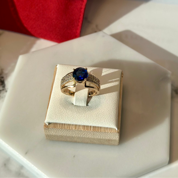 Luxury Blue Stone Ring (18K PVD Gold Plated)
