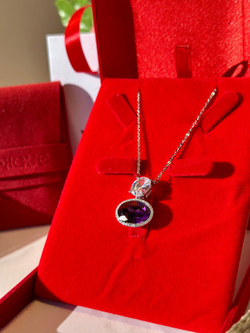 Purple Stone Necklace (Platinum Plated)