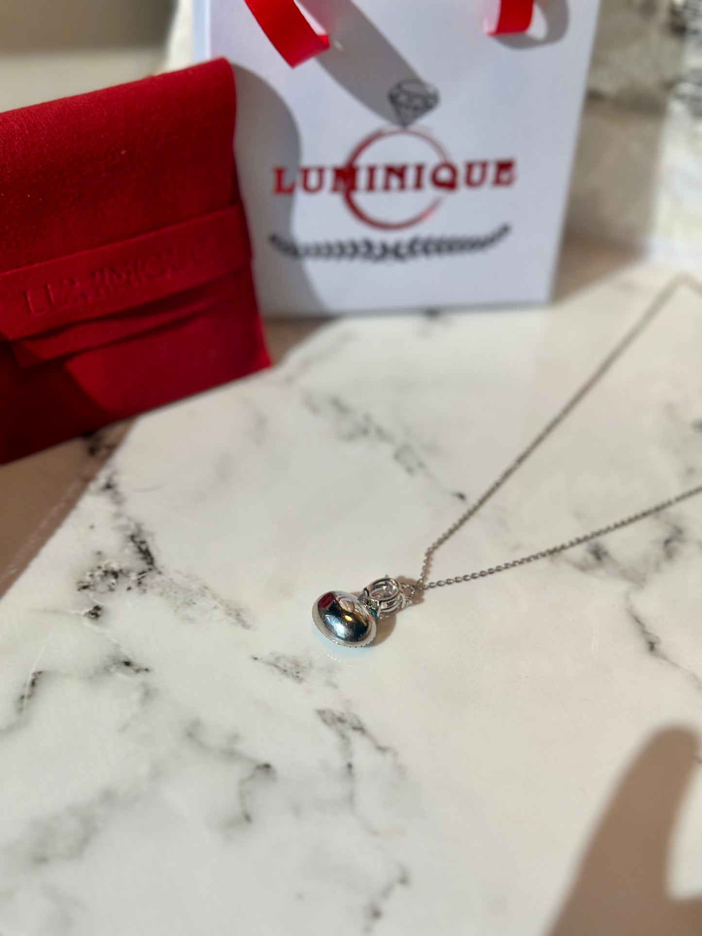 Blue Stone Necklace (Platinum Plated)