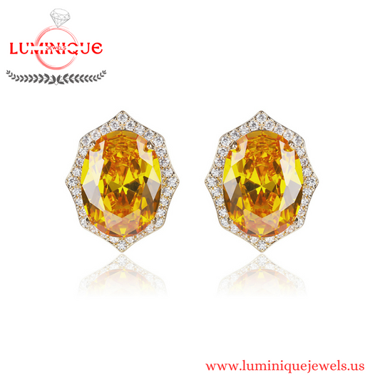 Egg Shaped Zircon Earrings (18K PVD Gold Plated)