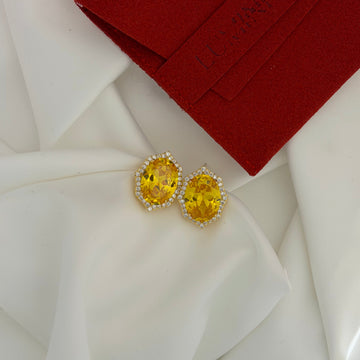 Egg Shaped Zircon Earrings (18K PVD Gold Plated)