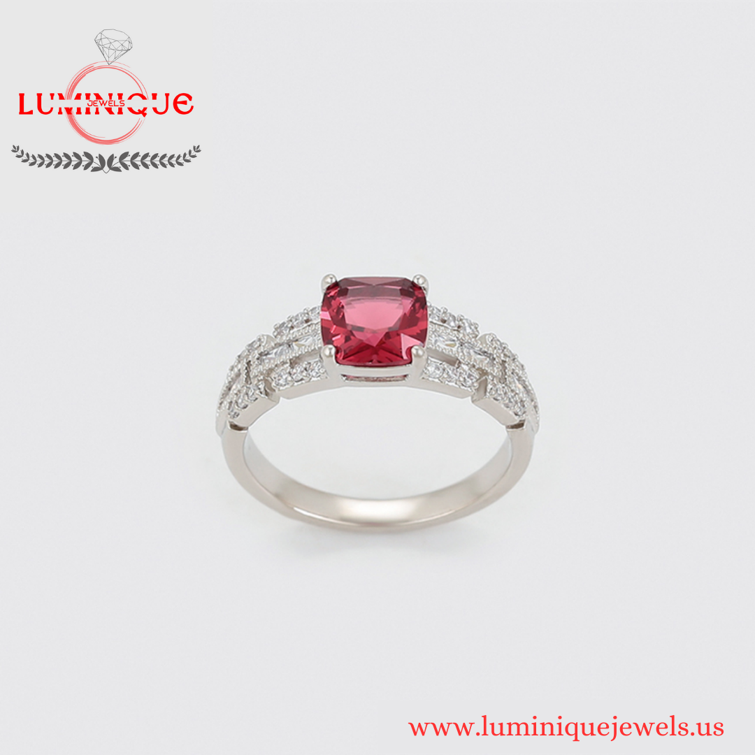 Ruby Stone Ring (Platinum Plated)