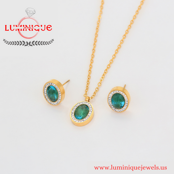 Simple Green Stone Set (24K PVD Gold Plated)