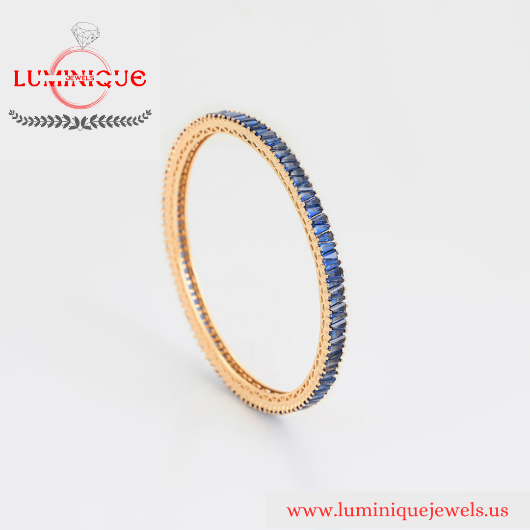 Blue Stones Bangle (18K PVD Gold Plated)