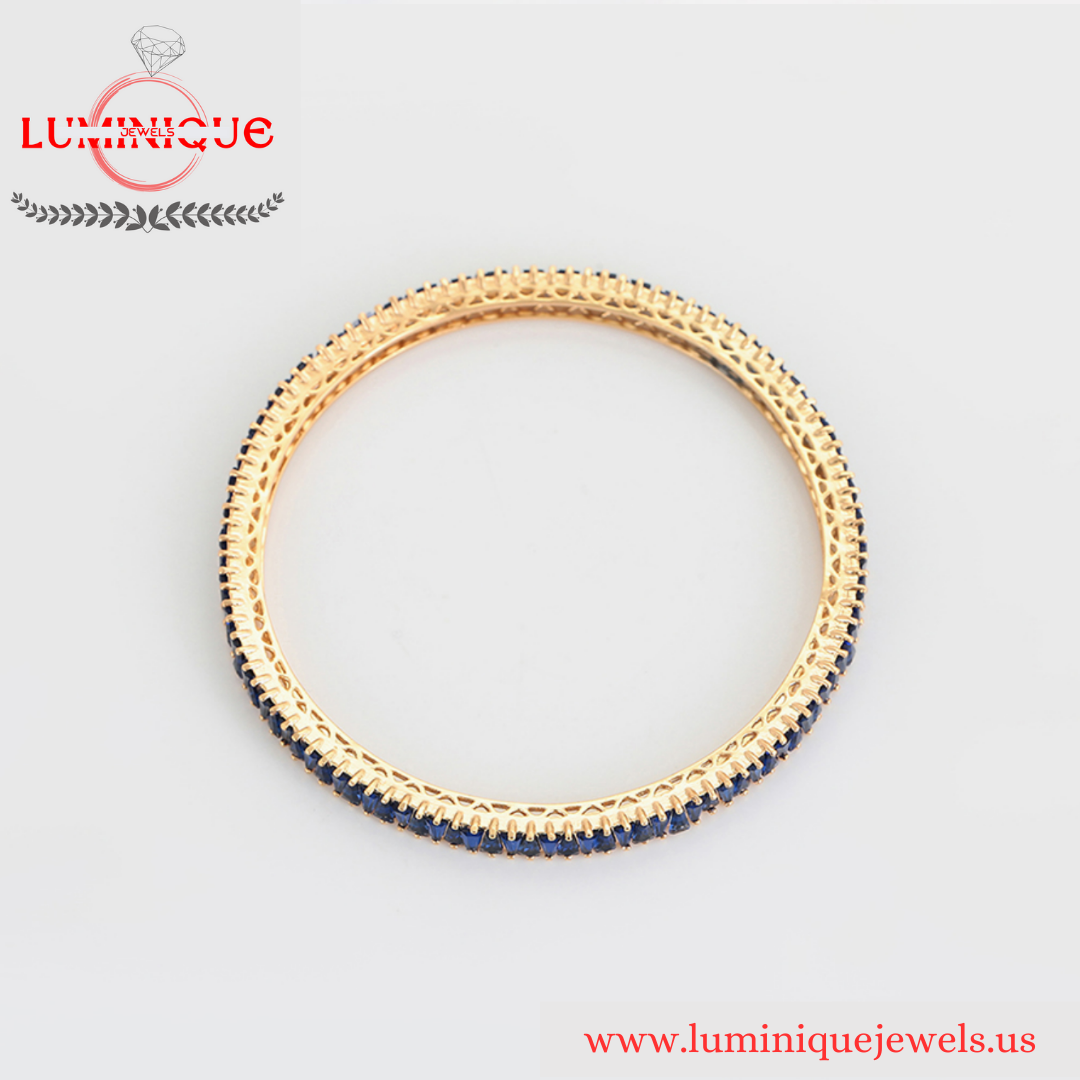 Blue Stones Bangle (18K PVD Gold Plated)