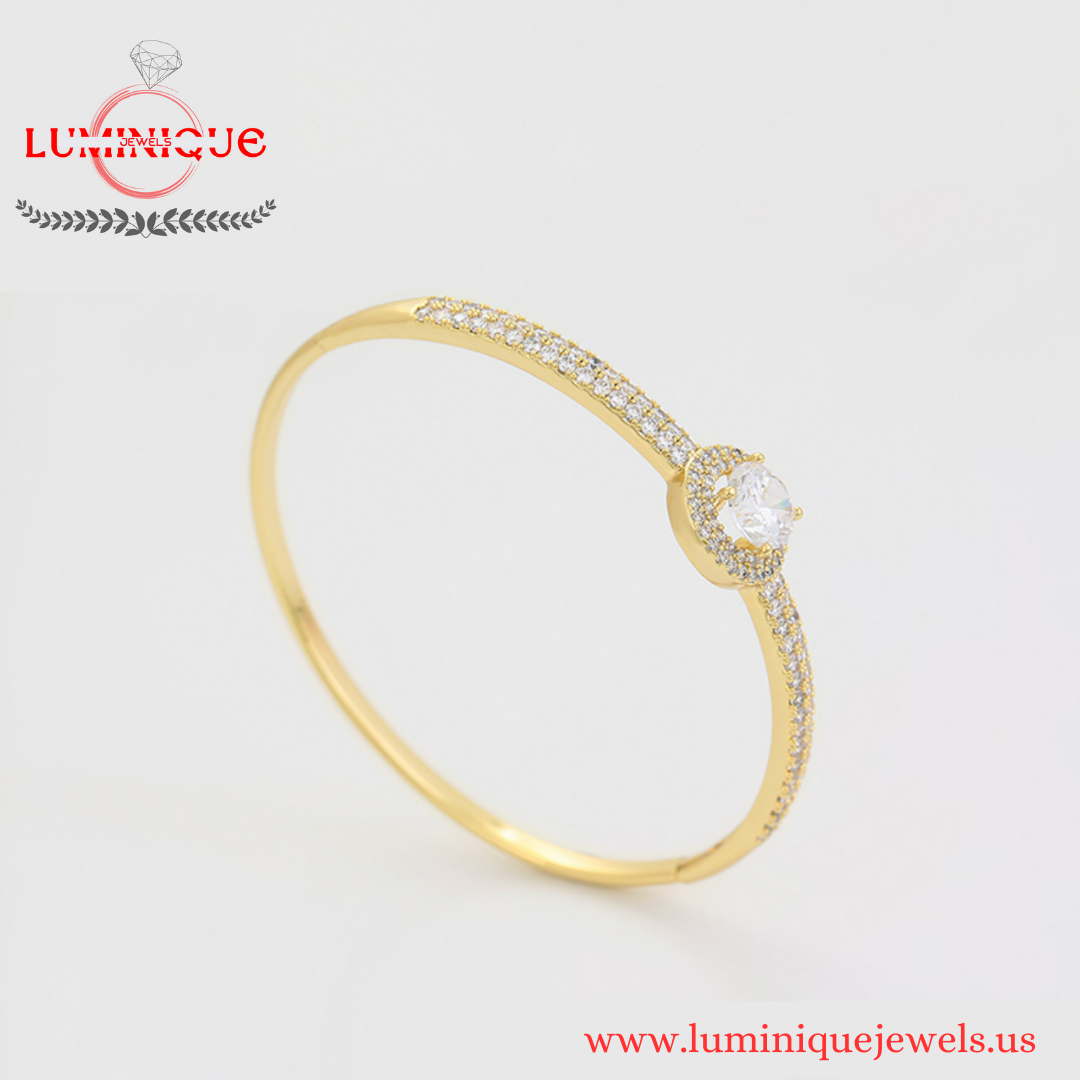 Luxury Zircon Bangle (14K PVD Gold Plated)