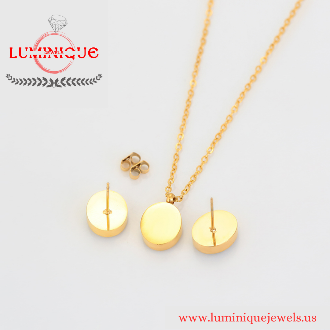 Simple Green Stone Set (24K PVD Gold Plated)