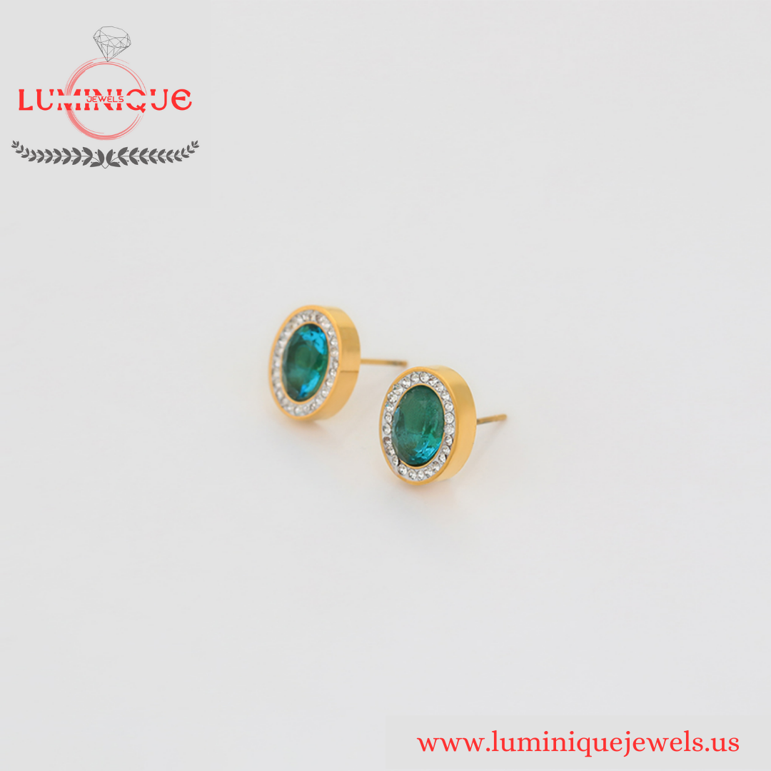 Simple Green Stone Set (24K PVD Gold Plated)