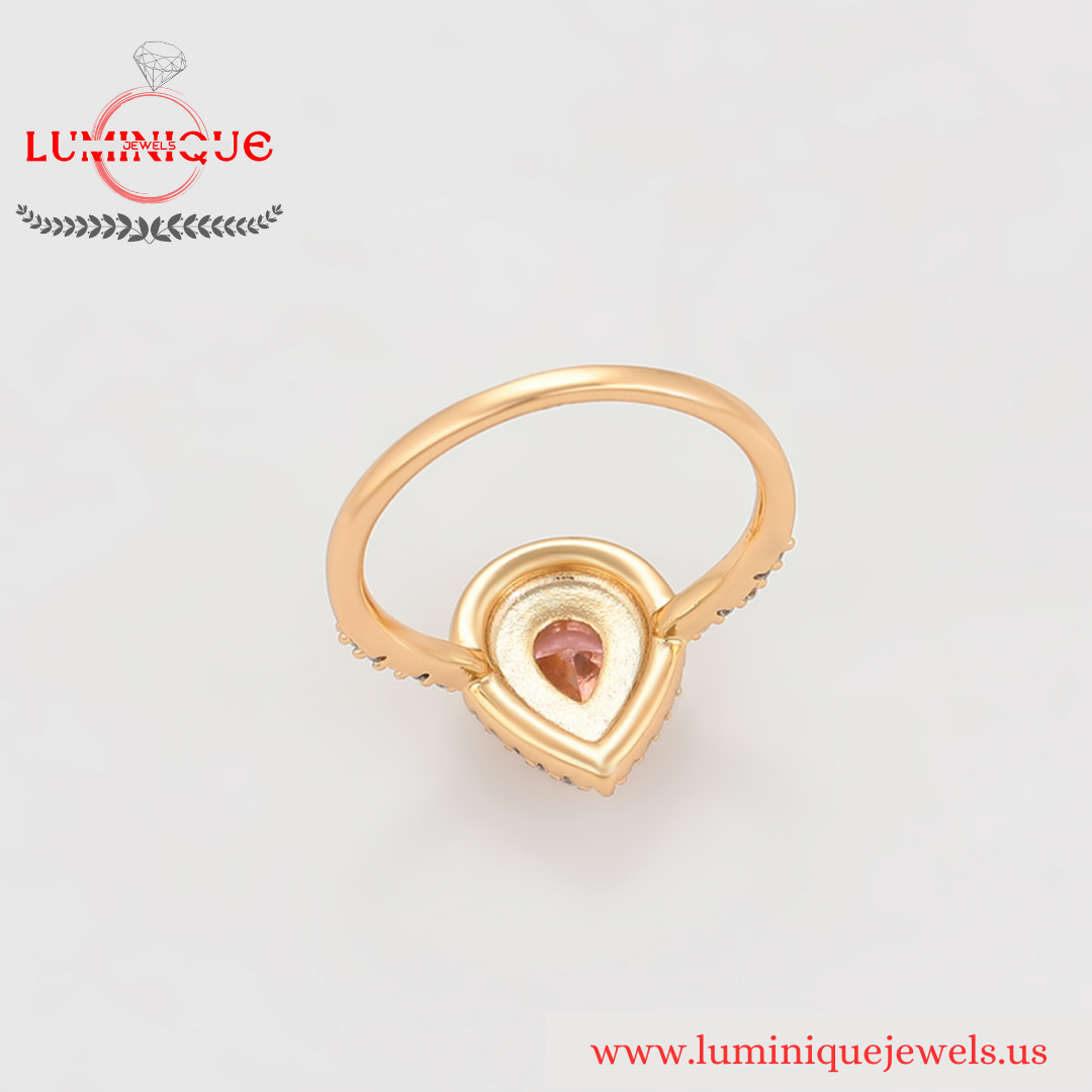 Pink Teardrop Ring (18K PVD Gold Plated)