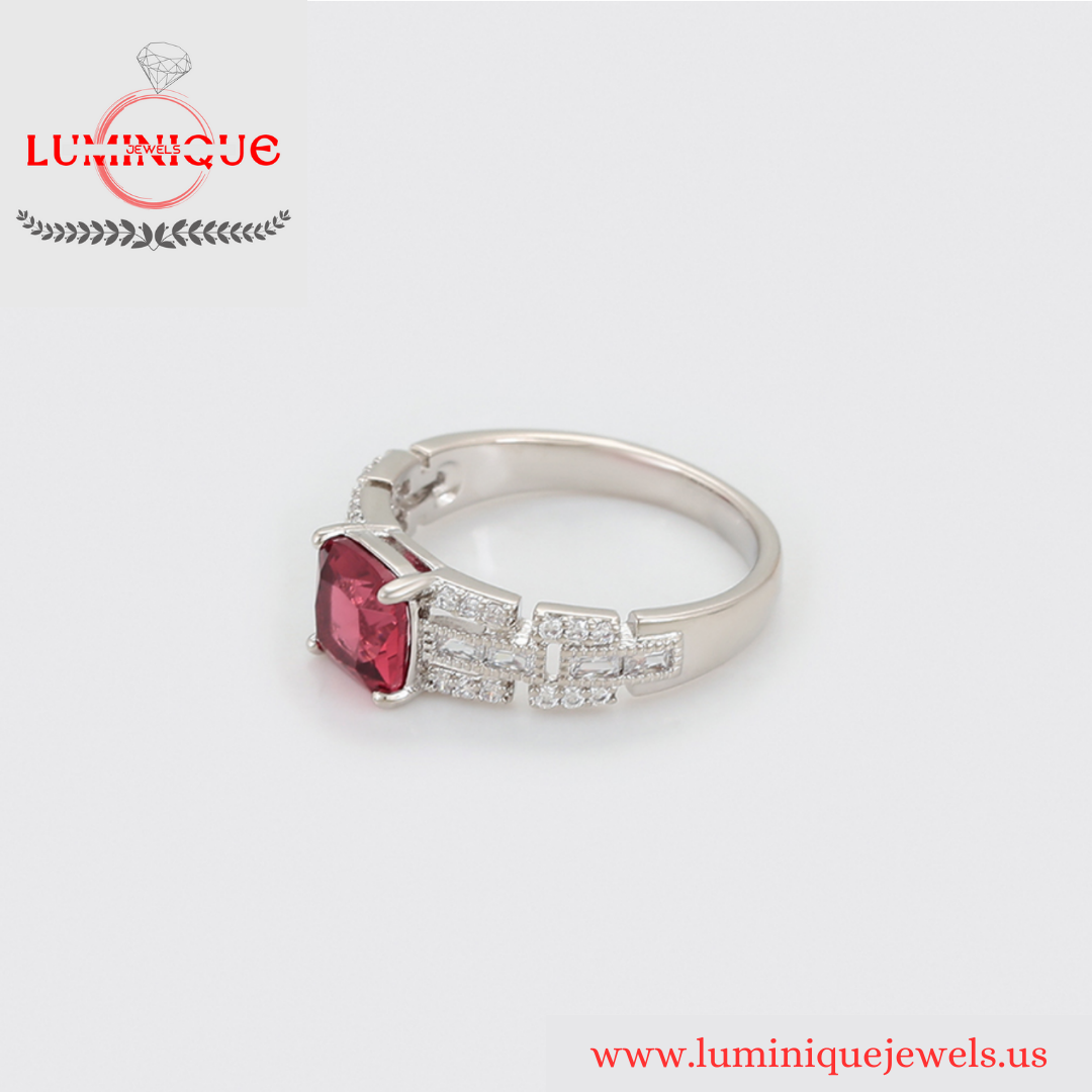 Ruby Stone Ring (Platinum Plated)