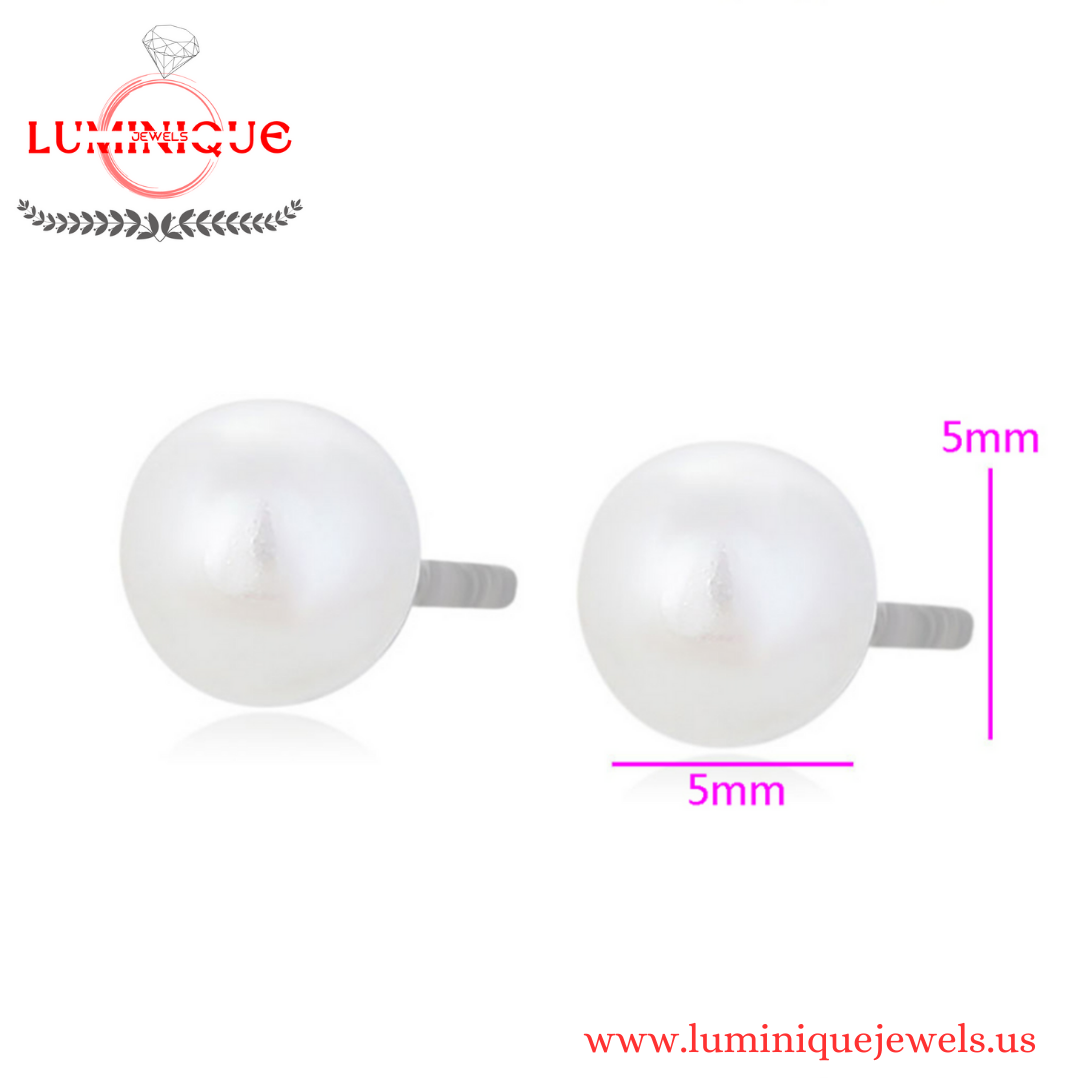 Pearl Earrings (Studs) Platinum Plated