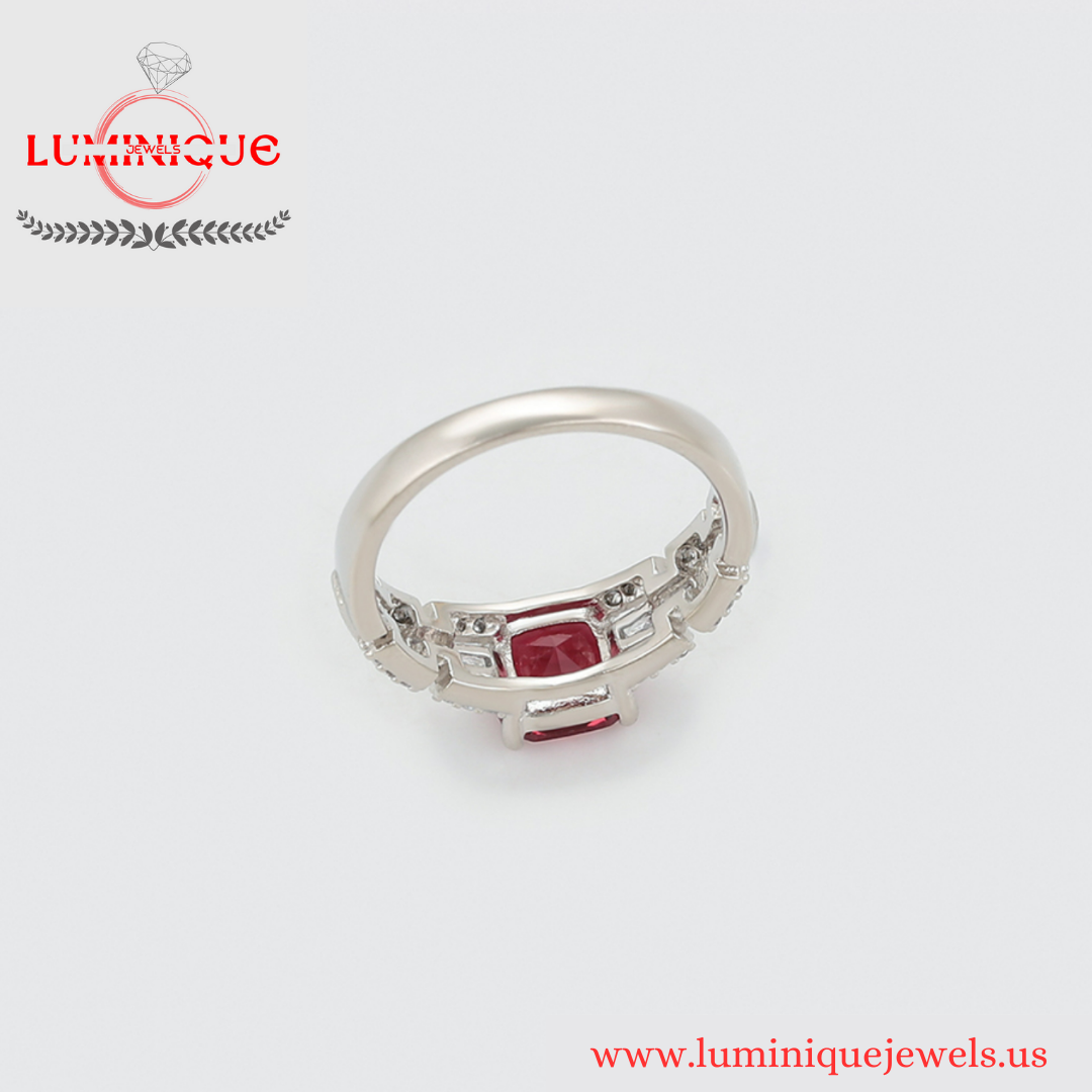 Ruby Stone Ring (Platinum Plated)