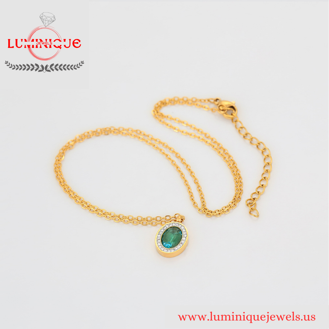 Simple Green Stone Set (24K PVD Gold Plated)