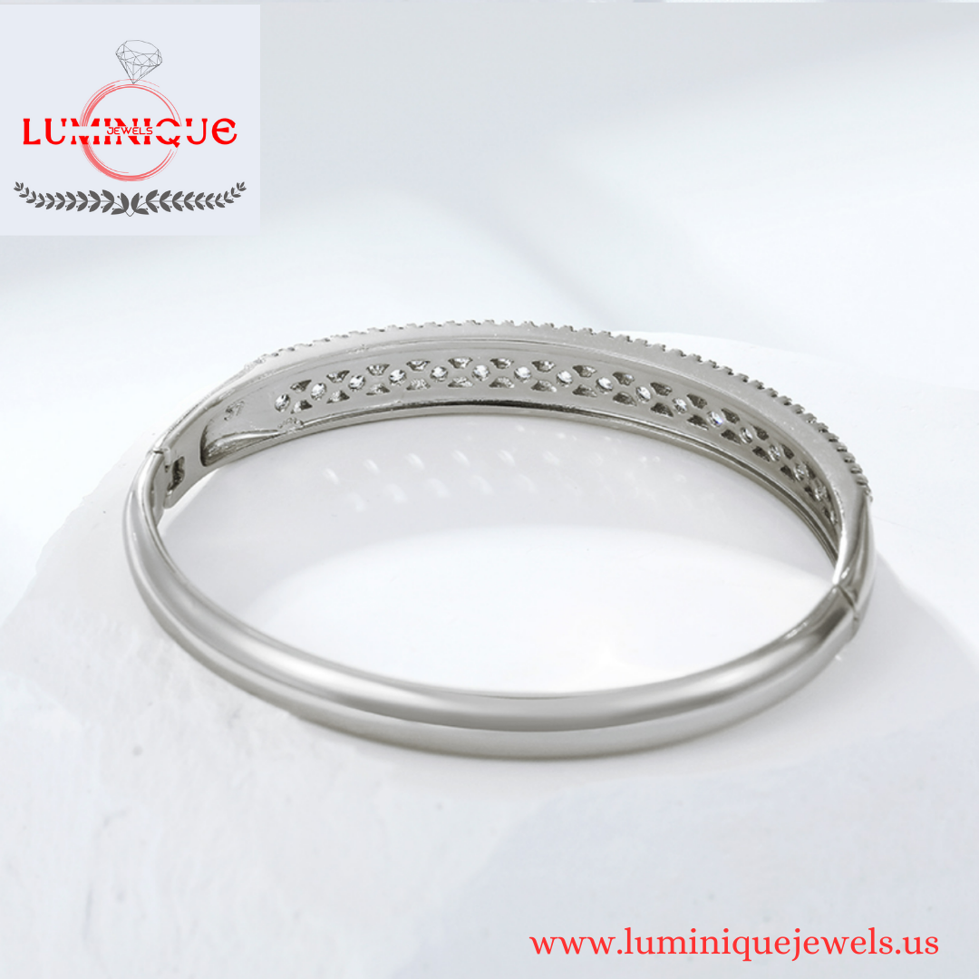 Stones Bangle (Platinum Plated)