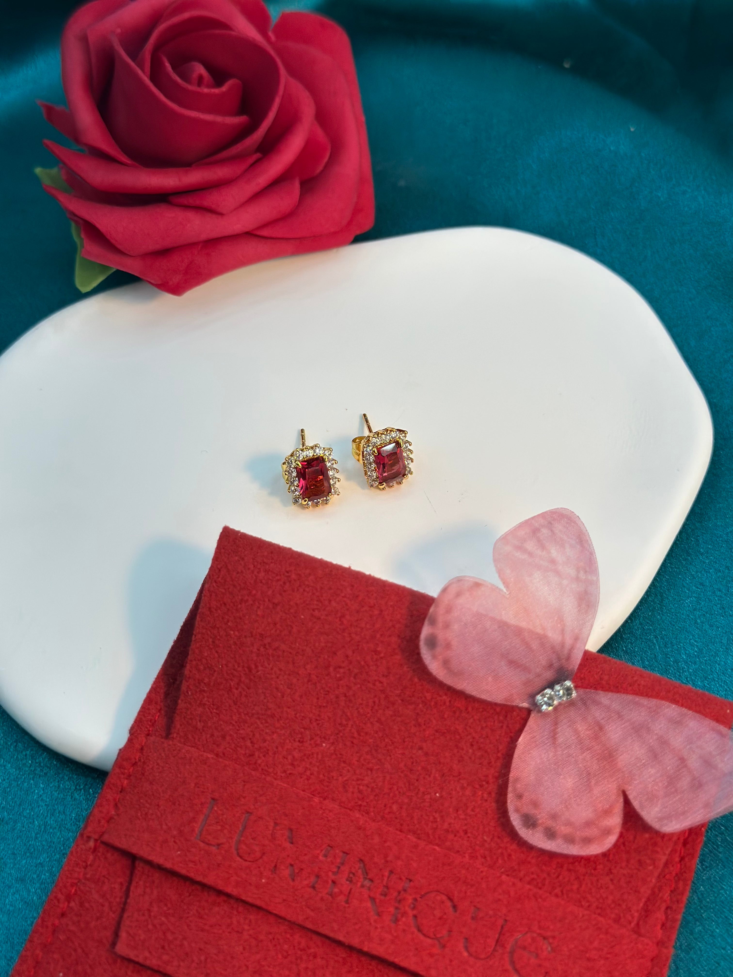 Tiny Ruby Earrings