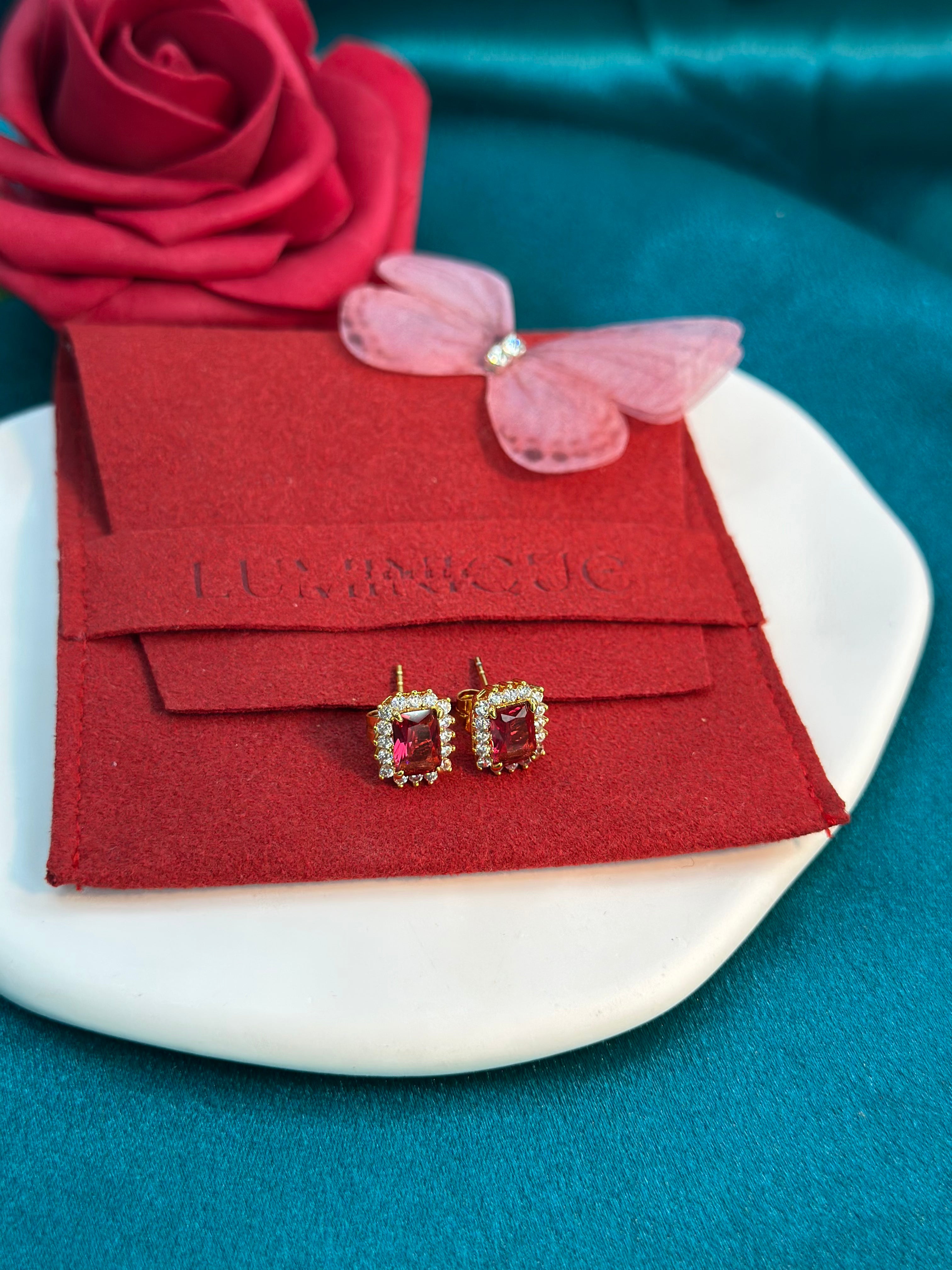 Tiny Ruby Earrings