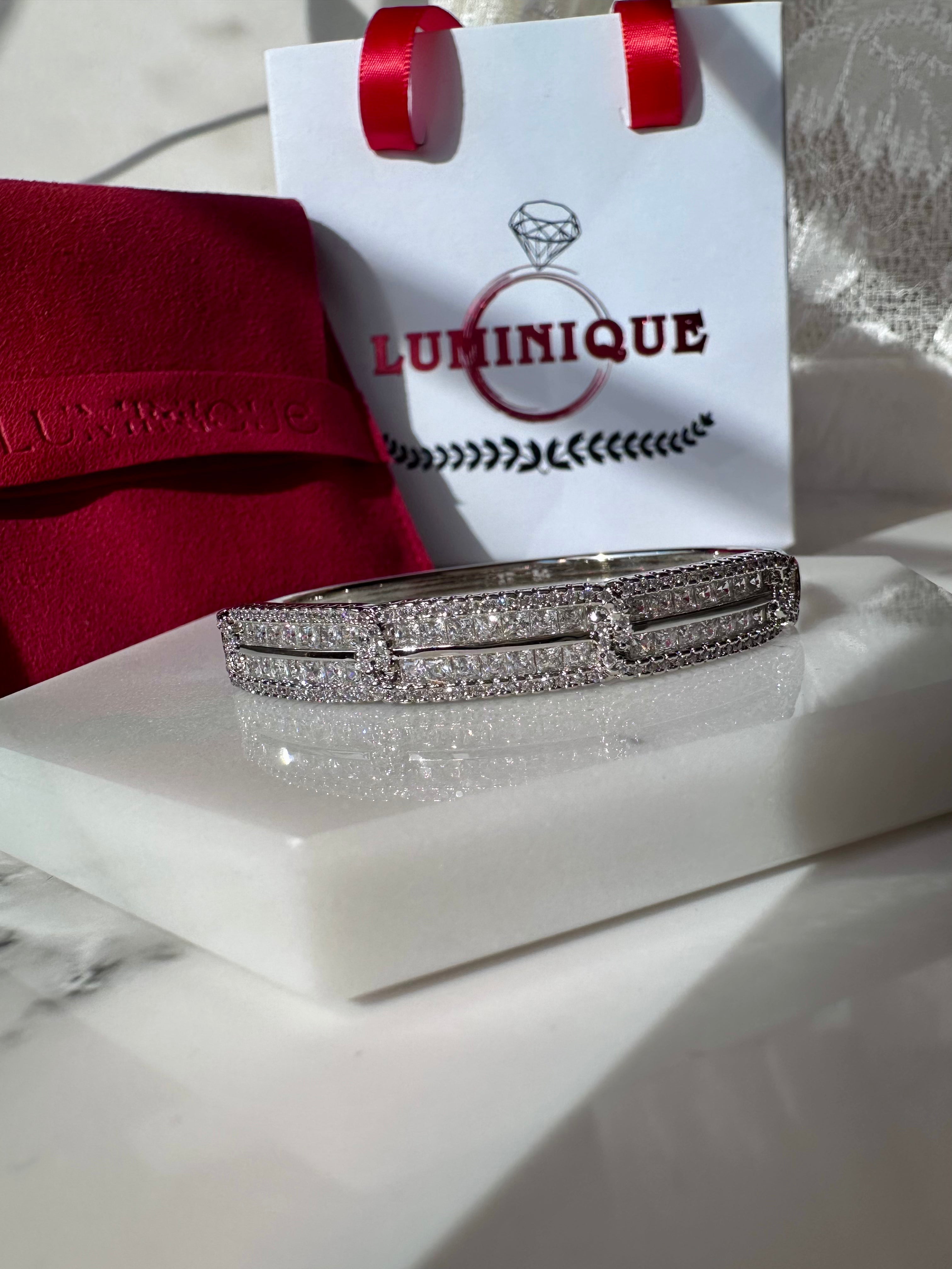 Glimmer Luxe Openable Bangle (Platinum Plated)