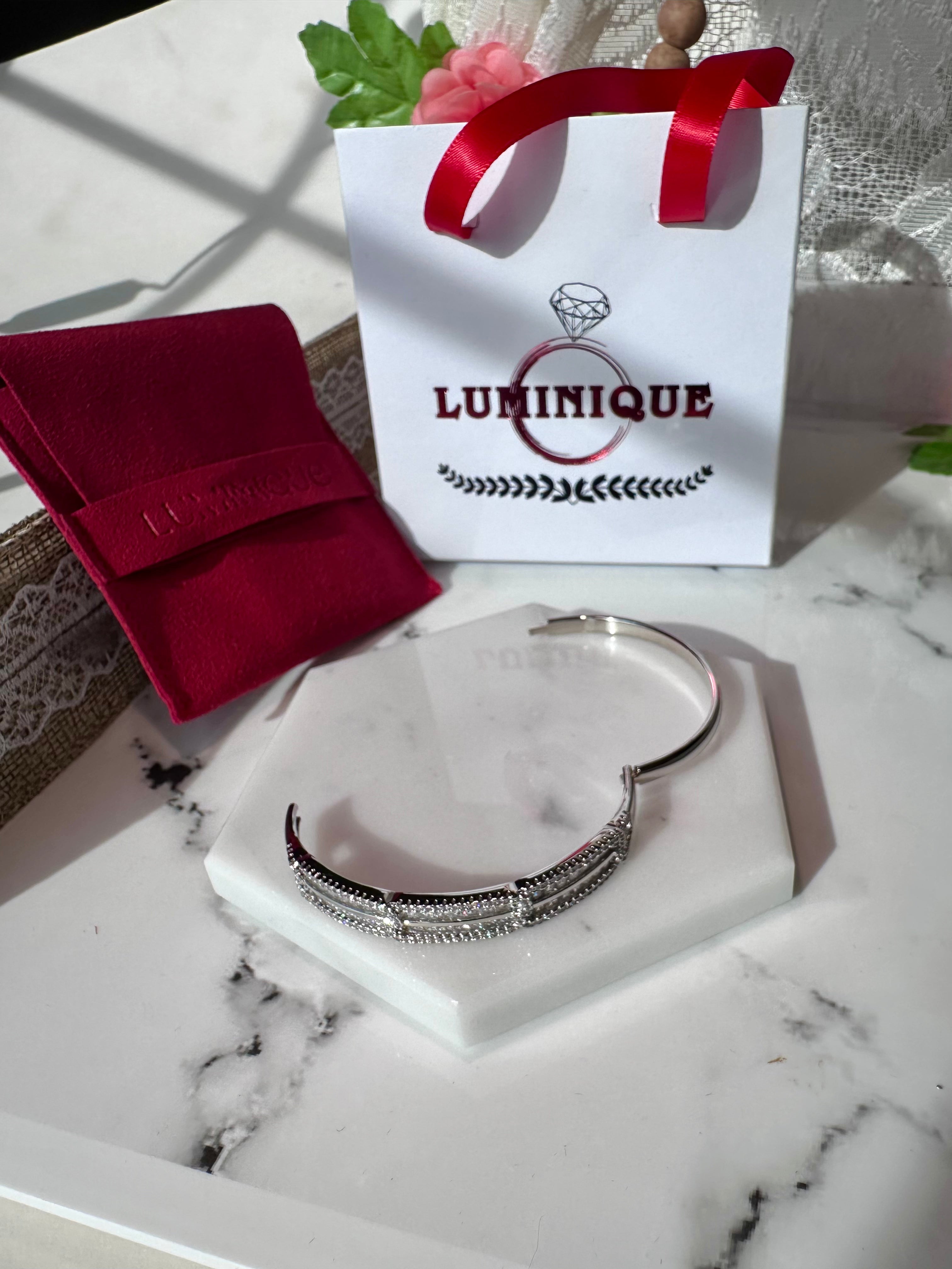 Glimmer Luxe Openable Bangle (Platinum Plated)