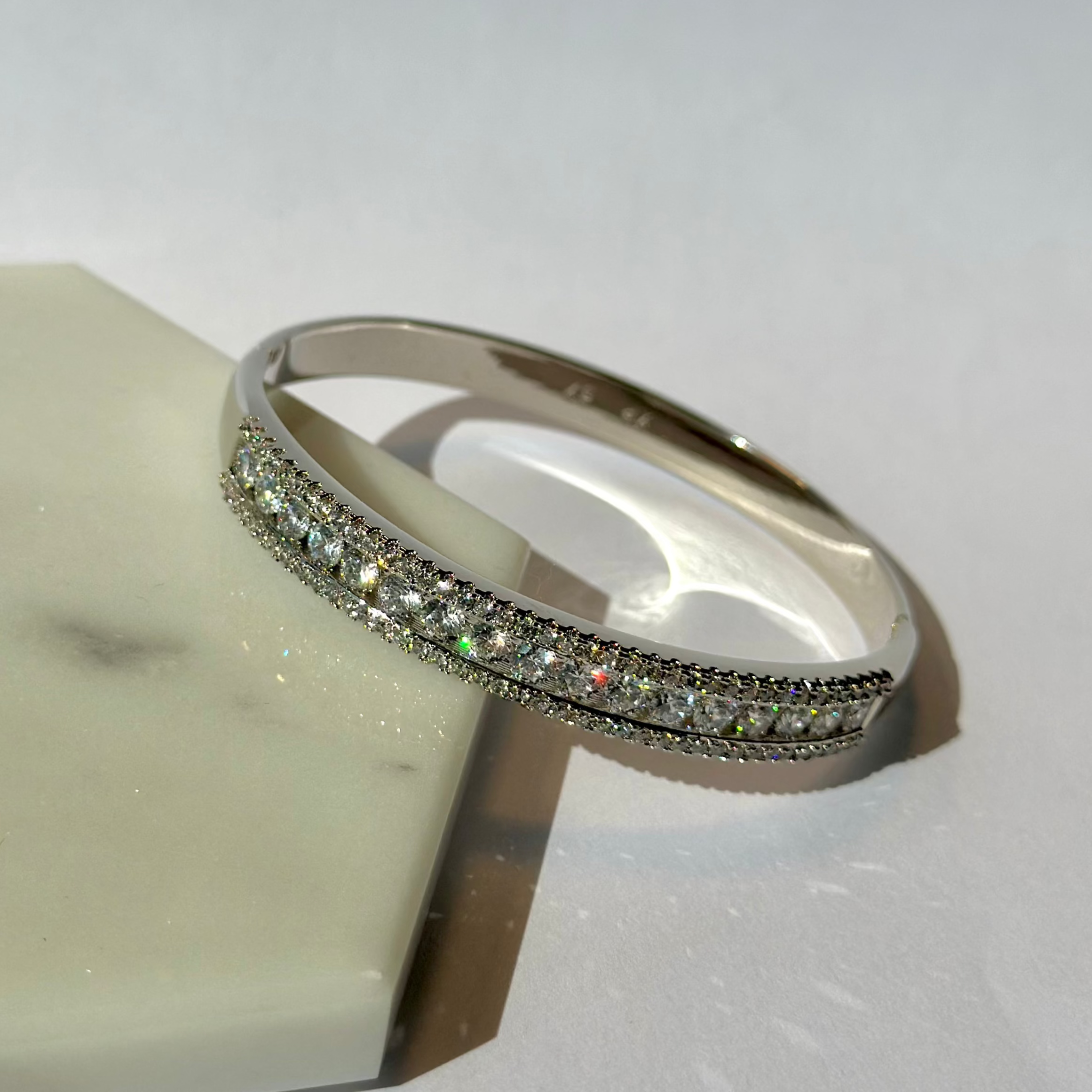 Stones Bangle (Platinum Plated)