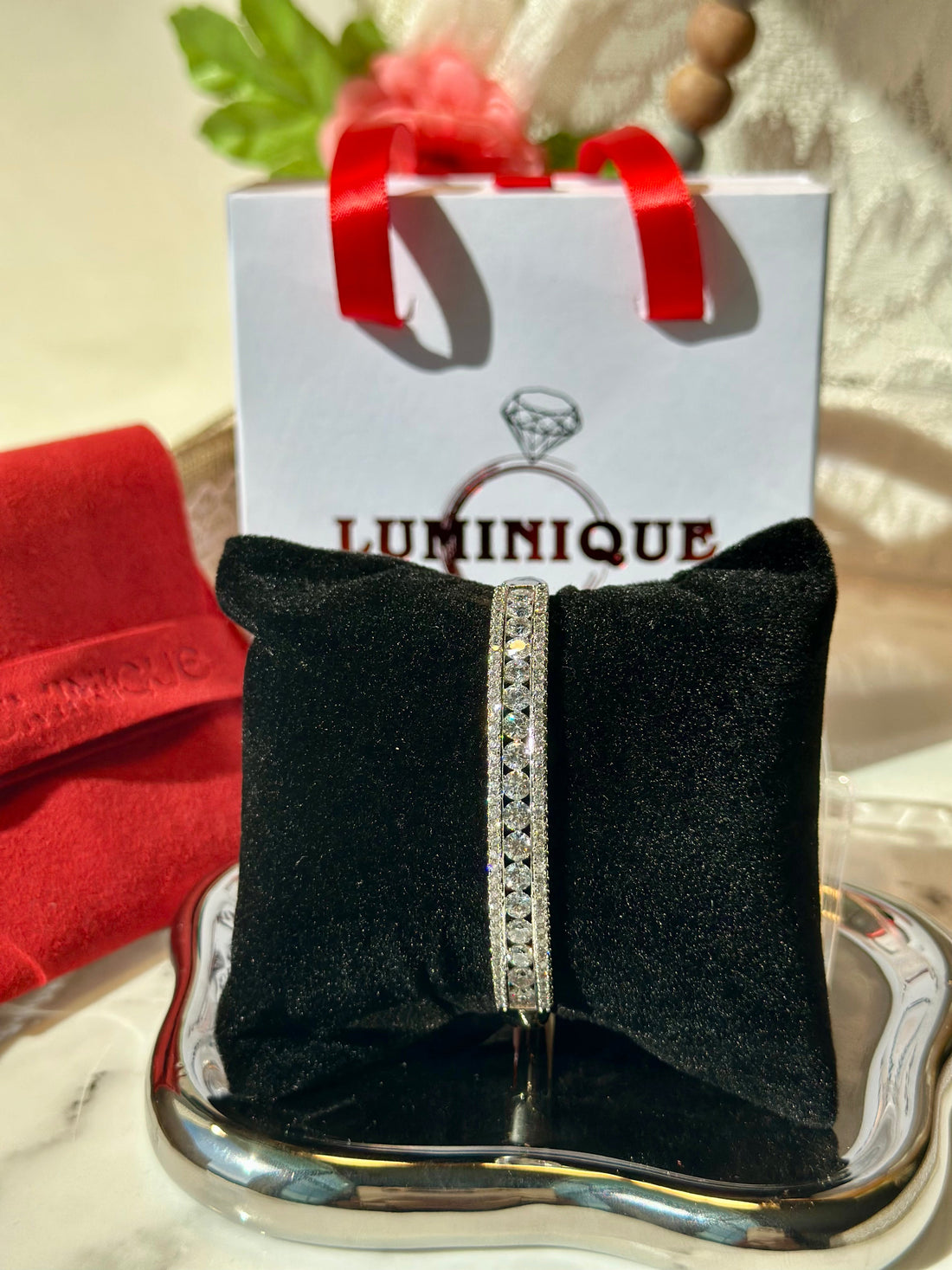 Stones Bangle (Platinum Plated)