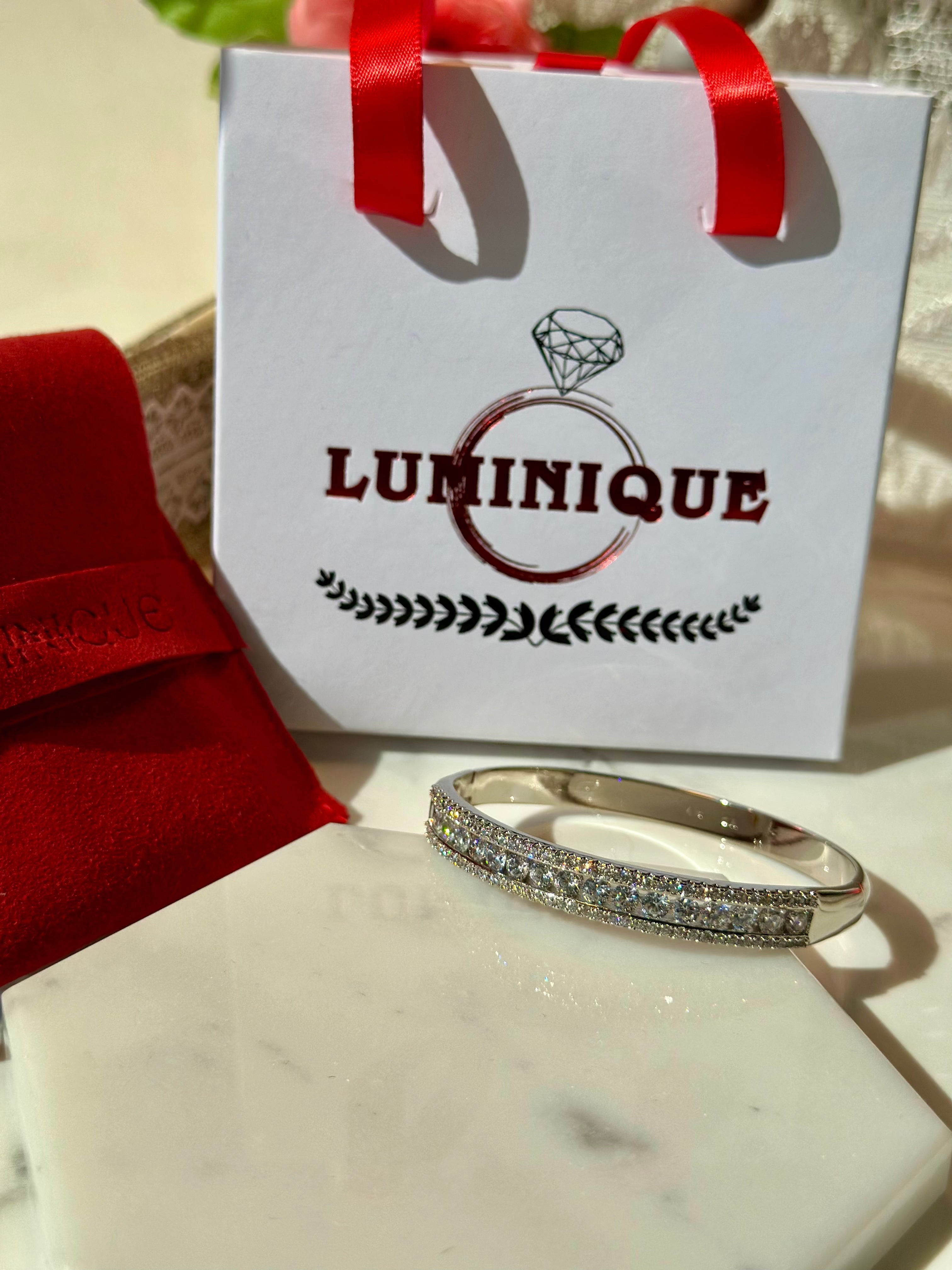 Stones Bangle (Platinum Plated)