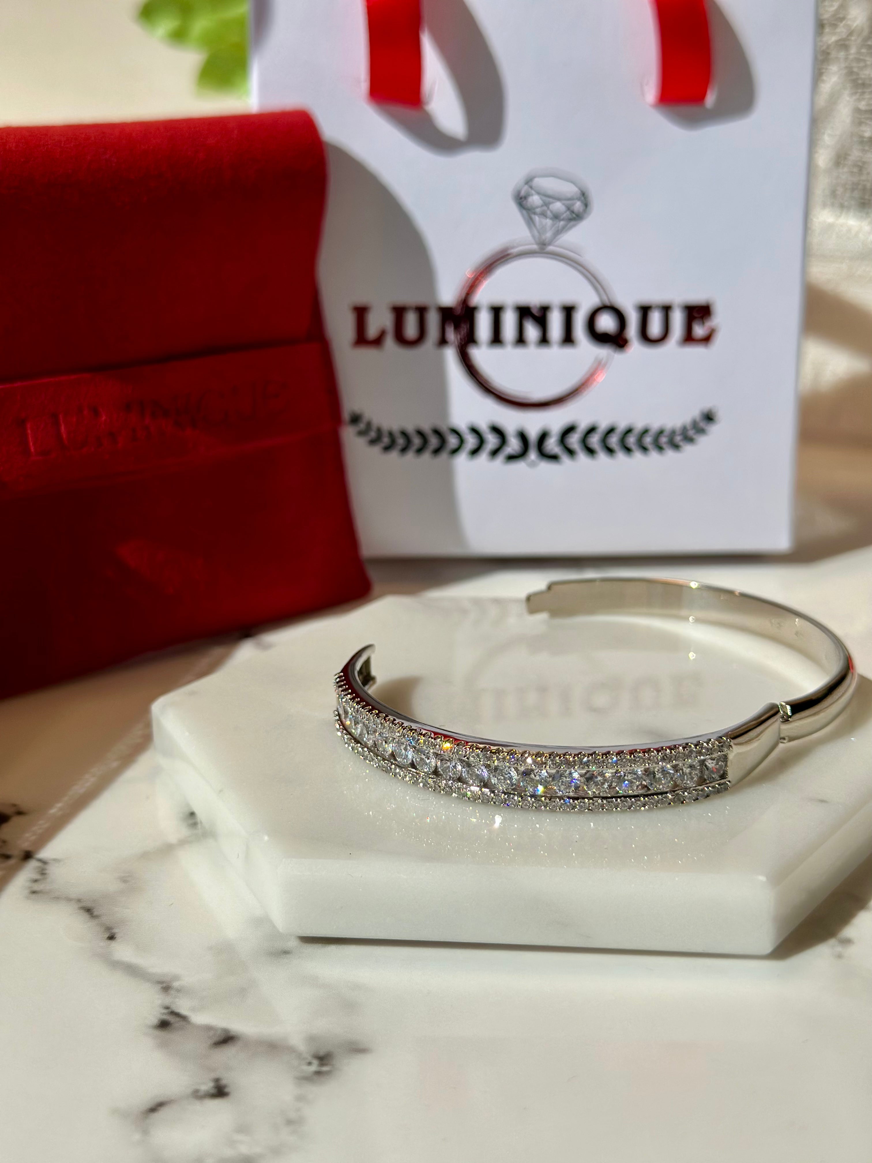 Stones Bangle (Platinum Plated)