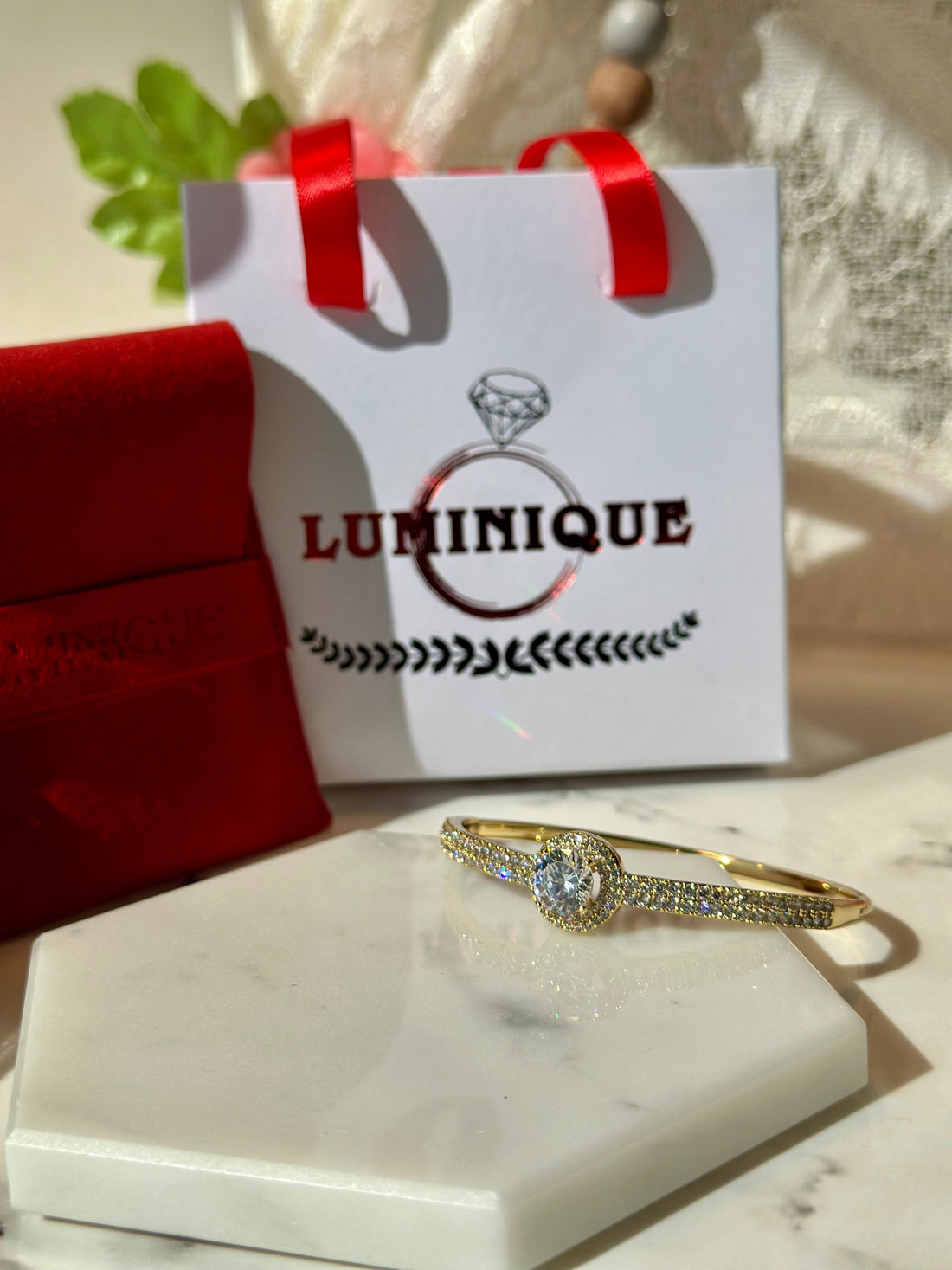 Luxury Zircon Bangle (14K PVD Gold Plated)