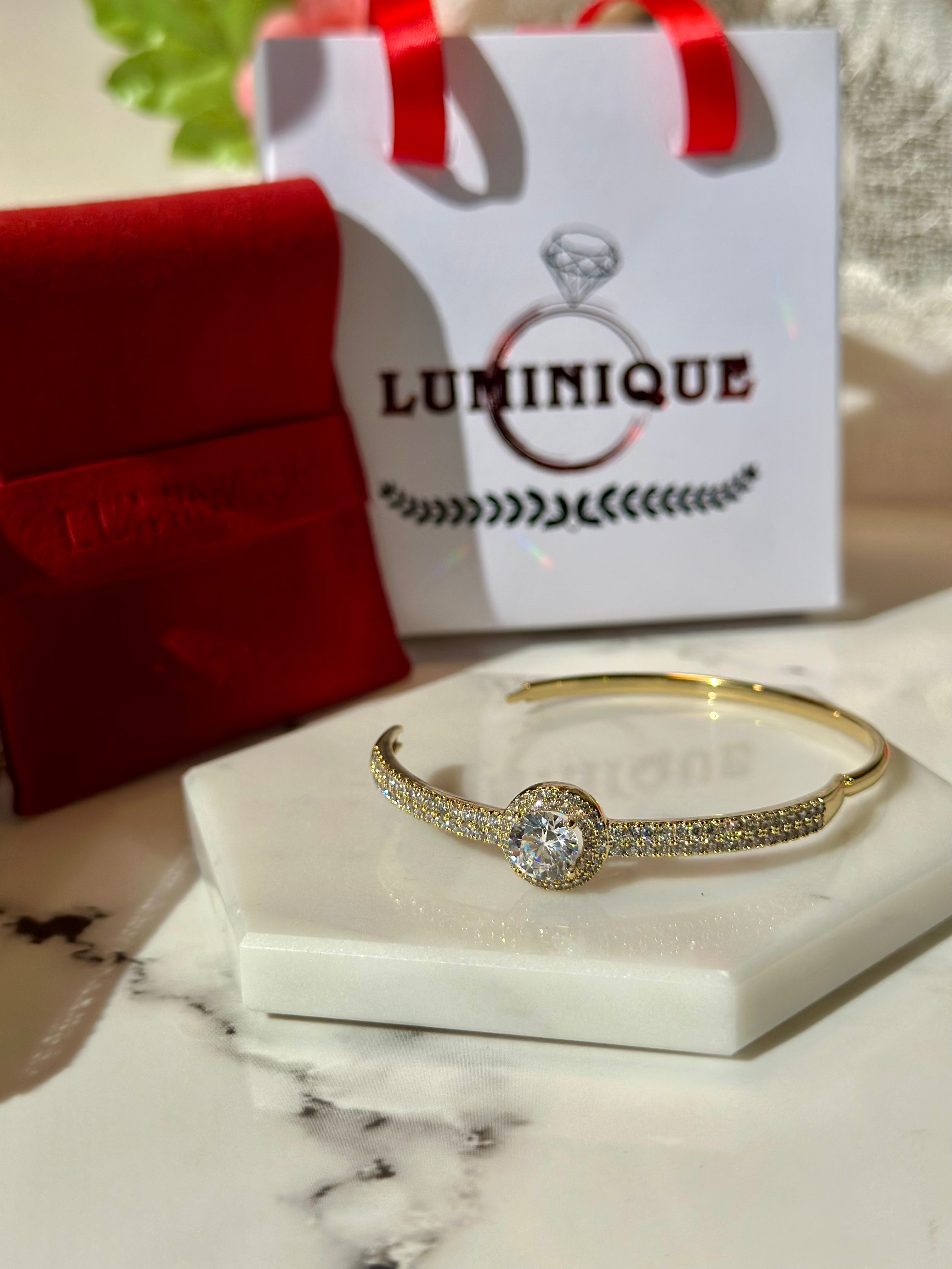 Luxury Zircon Bangle (14K PVD Gold Plated)