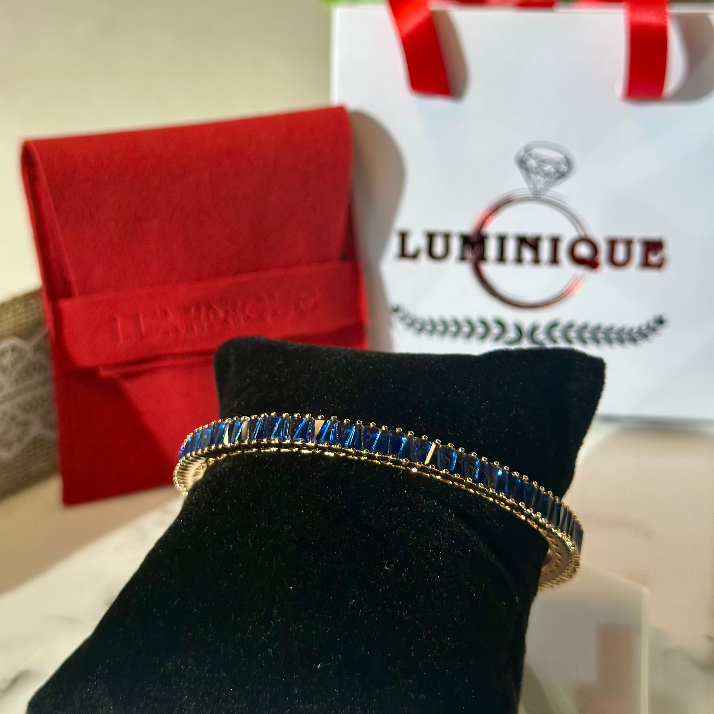 Blue Stones Bangle (18K PVD Gold Plated)