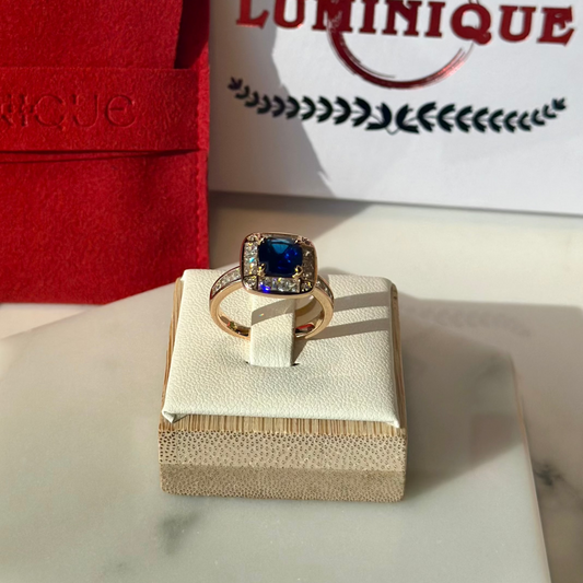 Blue Stone Ring (18KPVD Gold Plated)