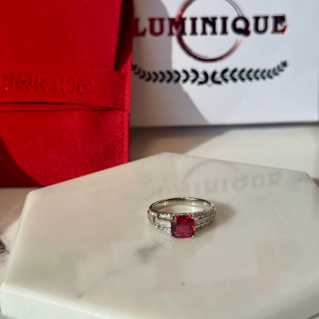 Ruby Stone Ring (Platinum Plated)
