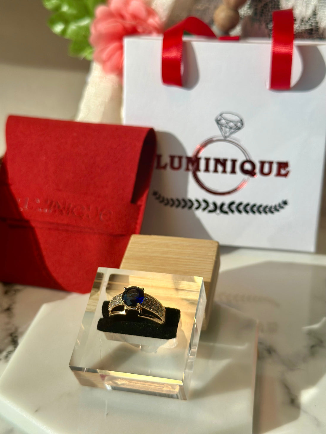 Luxury Blue Stone Ring (18K PVD Gold Plated)
