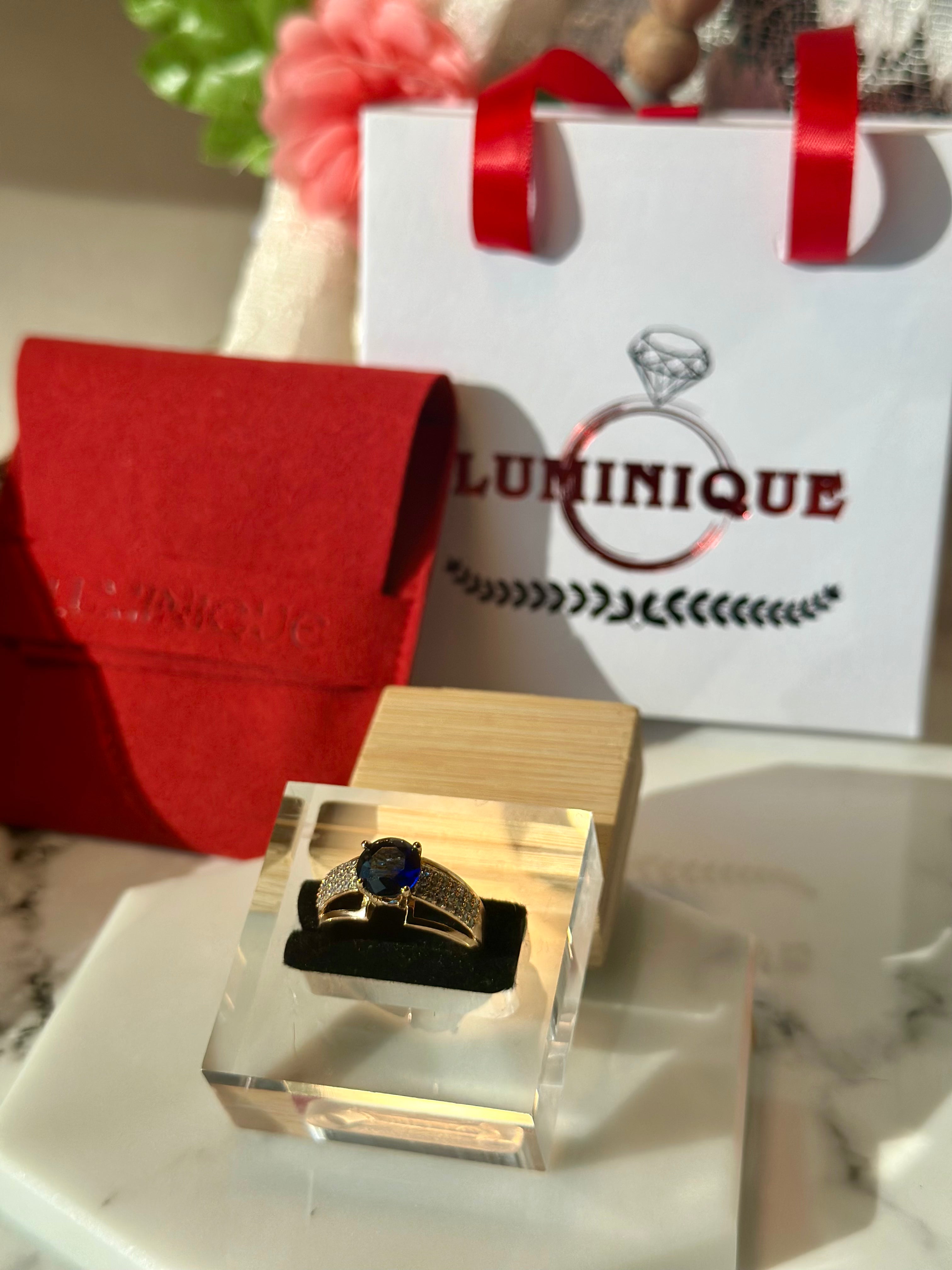 Luxury Blue Stone Ring (18K PVD Gold Plated)