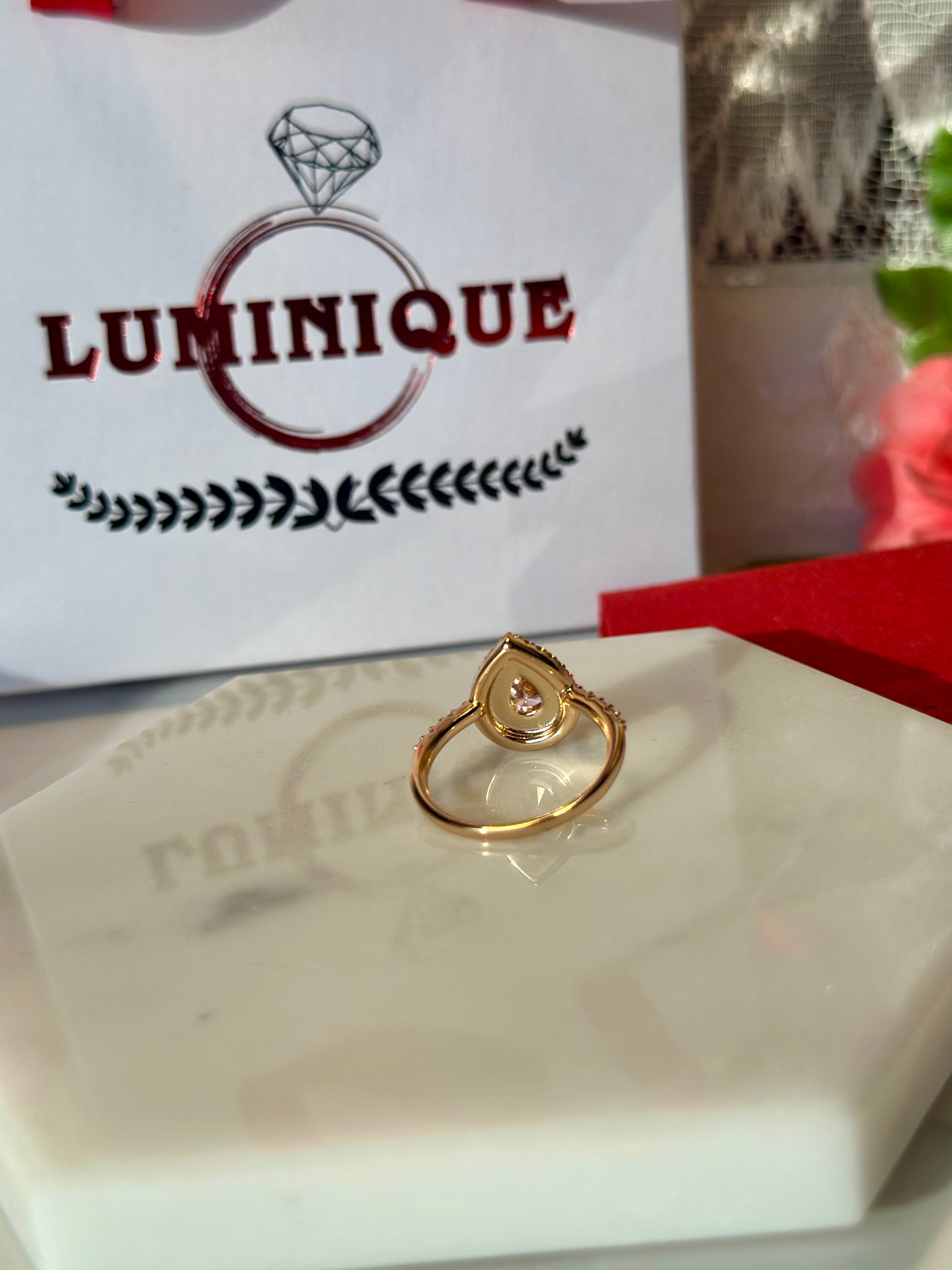 Pink Teardrop Ring (18K PVD Gold Plated)
